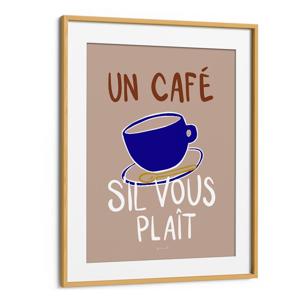 Un Cafe Cafe Art Prints Cafe Posters in Oak Wood Frame With Mount