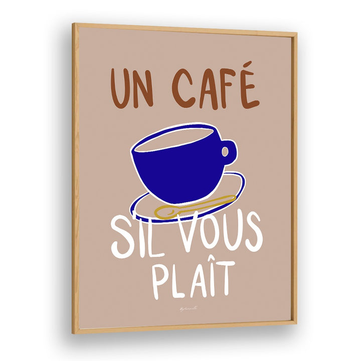 Un Cafe Cafe Art Prints Cafe Posters in Oak Wood Plain Frame