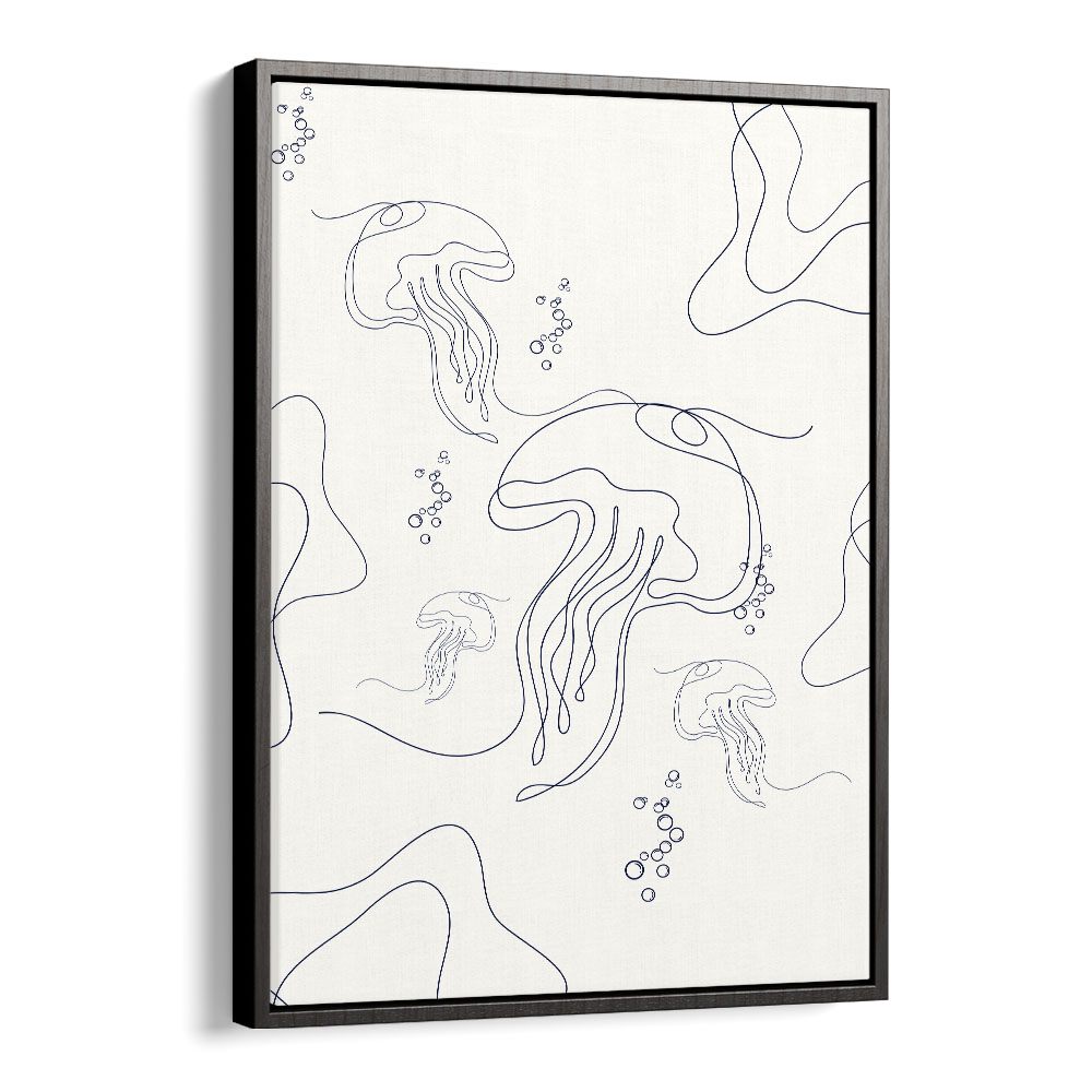 Under Ocean By Grishma Korjani Line Art Prints in Black Floater Frame