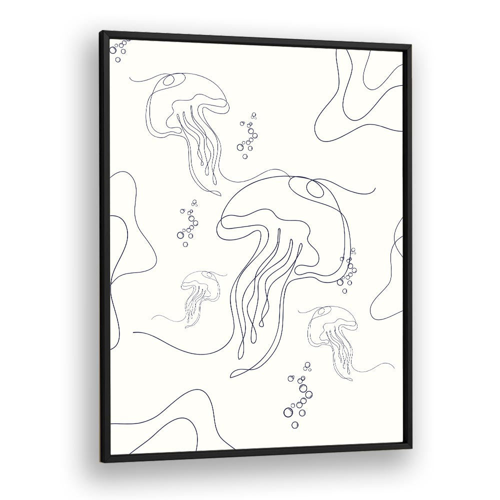 Under Ocean By Grishma Korjani Line Art Prints in Black Plain Frame