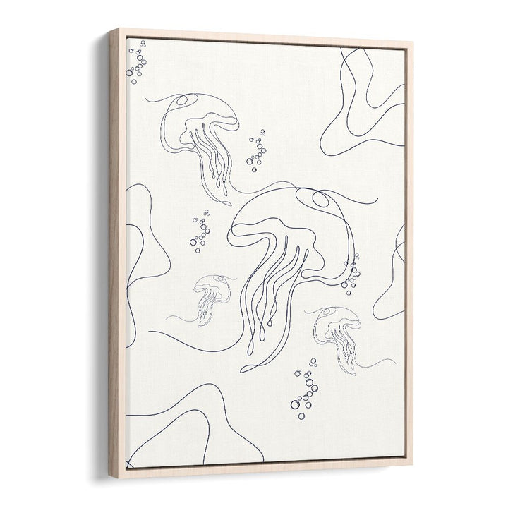 Under Ocean By Grishma Korjani Line Art Prints in Oak Wood Floater Frame