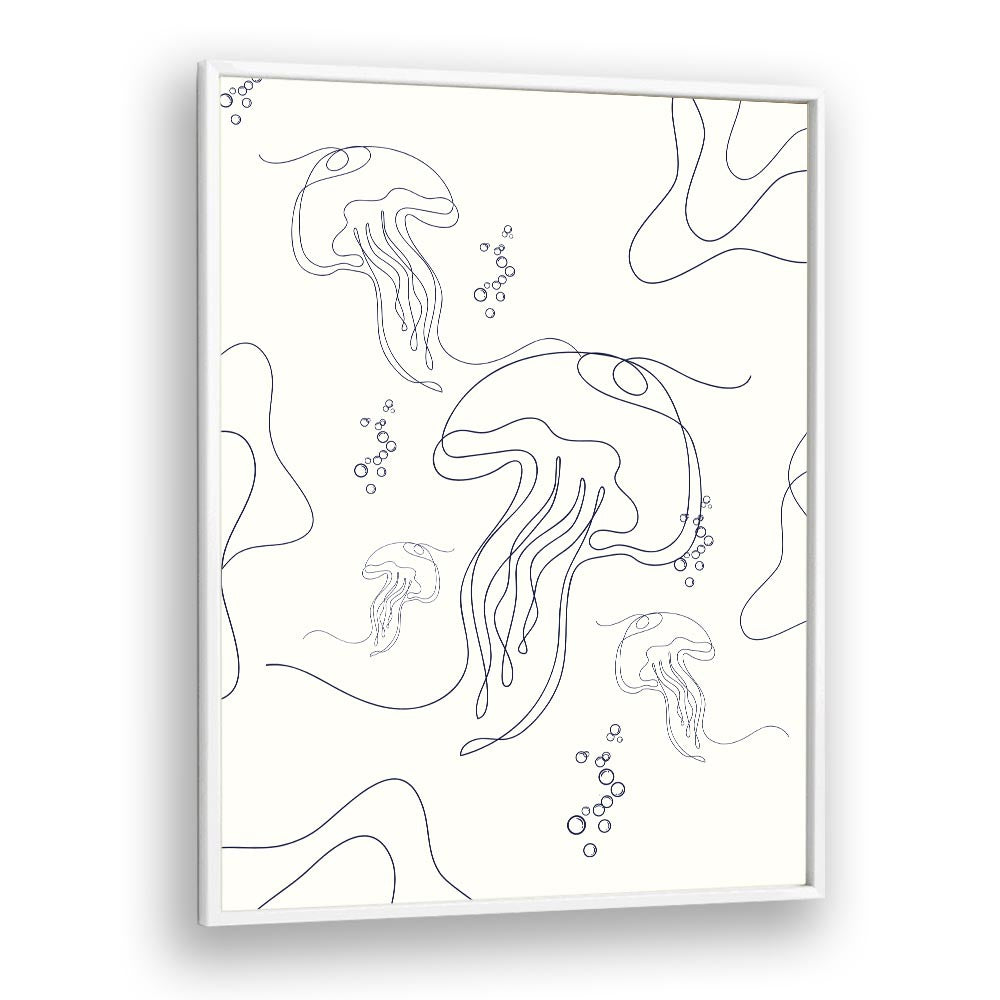 Under Ocean By Grishma Korjani Line Art Prints in White Plain Frame