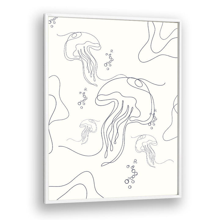 Under Ocean By Grishma Korjani Line Art Prints in White Plain Frame