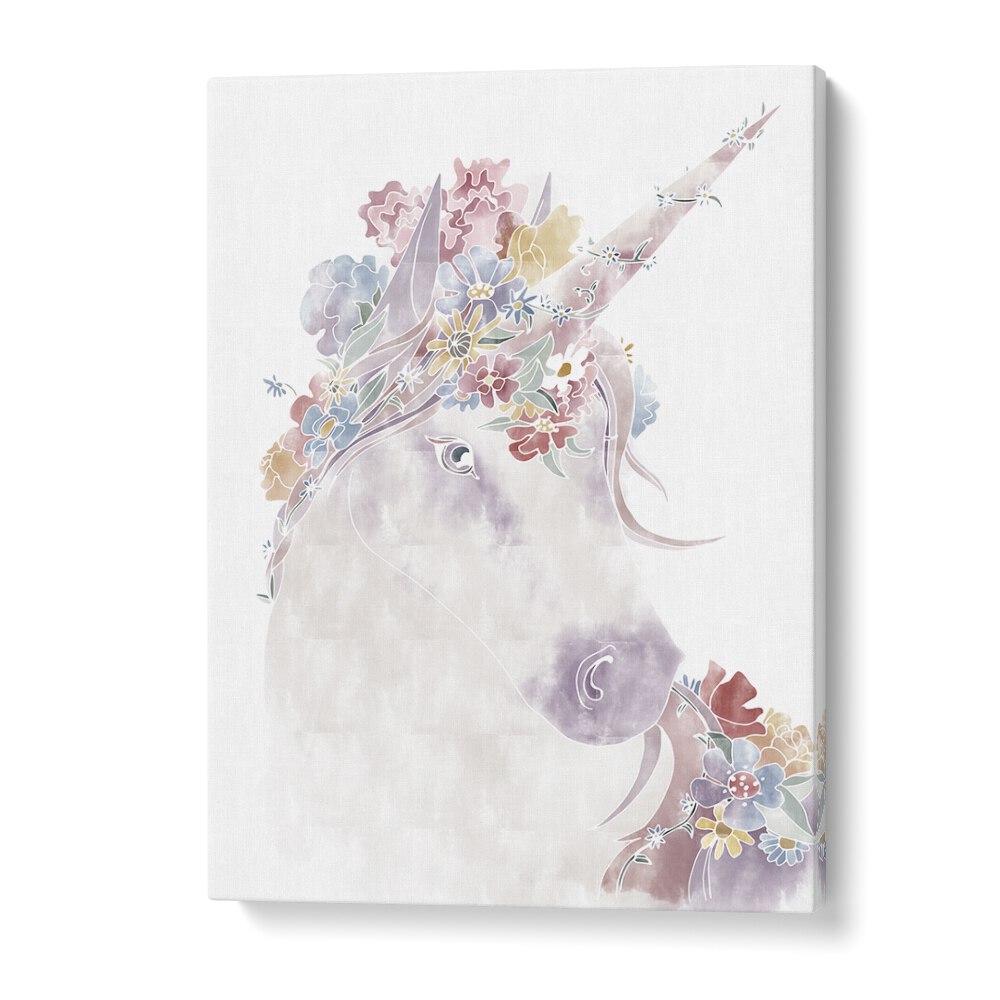 Unicorn Floral  Kids Paintings in Gallery Wrap