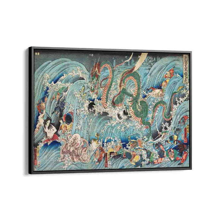 Utagawa Kuniyoshi Recovering The Stolen Jewel From The Palace Of The Dragon King 1853 By Utagawa Kuniyoshi Japanese Paintings in Black Floater Frame