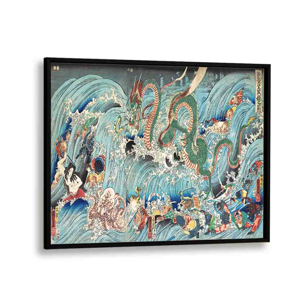 Utagawa Kuniyoshi Recovering The Stolen Jewel From The Palace Of The Dragon King 1853 By Utagawa Kuniyoshi Japanese Paintings in Black Plain Frame