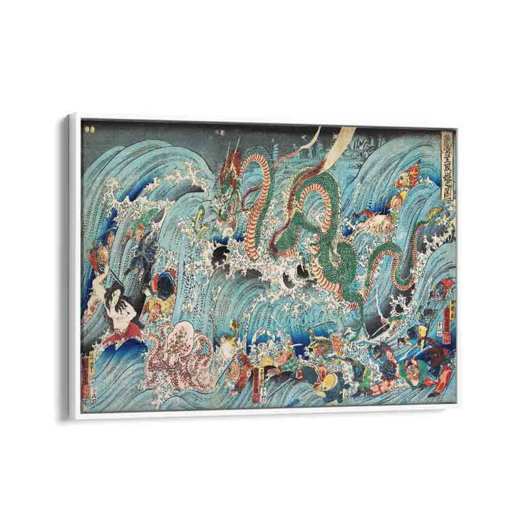 Utagawa Kuniyoshi Recovering The Stolen Jewel From The Palace Of The Dragon King 1853 By Utagawa Kuniyoshi Japanese Paintings in White Floater Frame