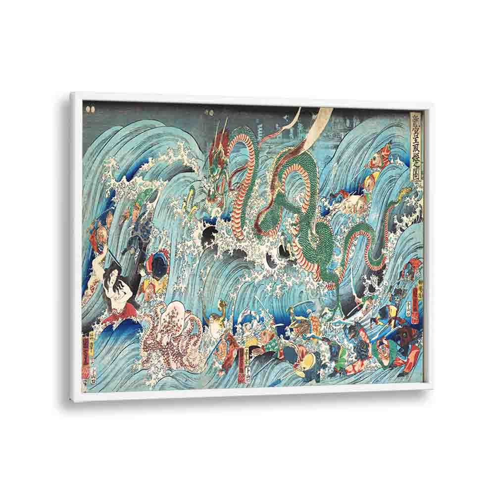 Utagawa Kuniyoshi Recovering The Stolen Jewel From The Palace Of The Dragon King 1853 By Utagawa Kuniyoshi Japanese Paintings in White Plain Frame