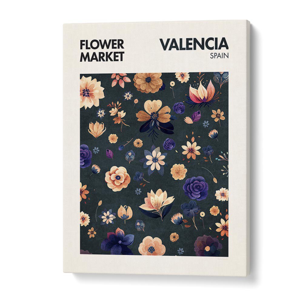 Valencia -  Flower Market Botanical Flower Paintings Artwork in Gallery Wrap