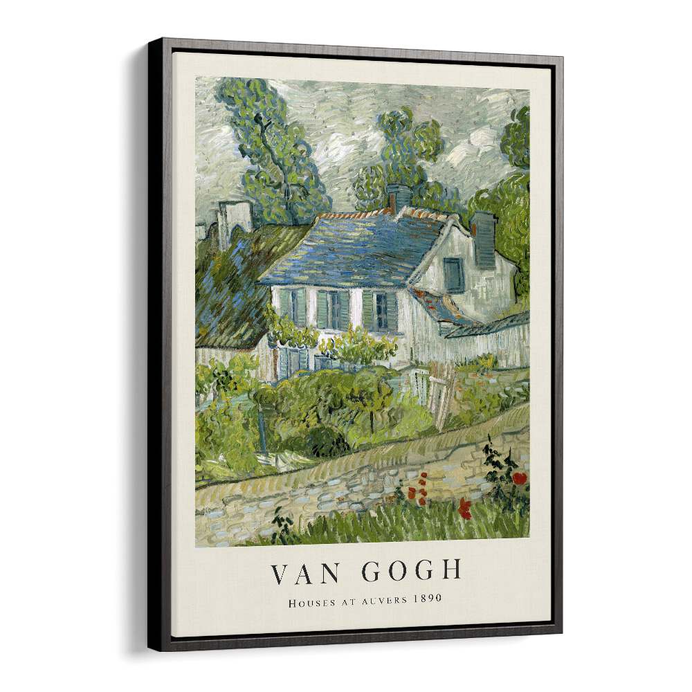 Van Gogh - Houses Of Auvers 1980 Vincent Van Gogh art painting Artwork in Black Floater Frame