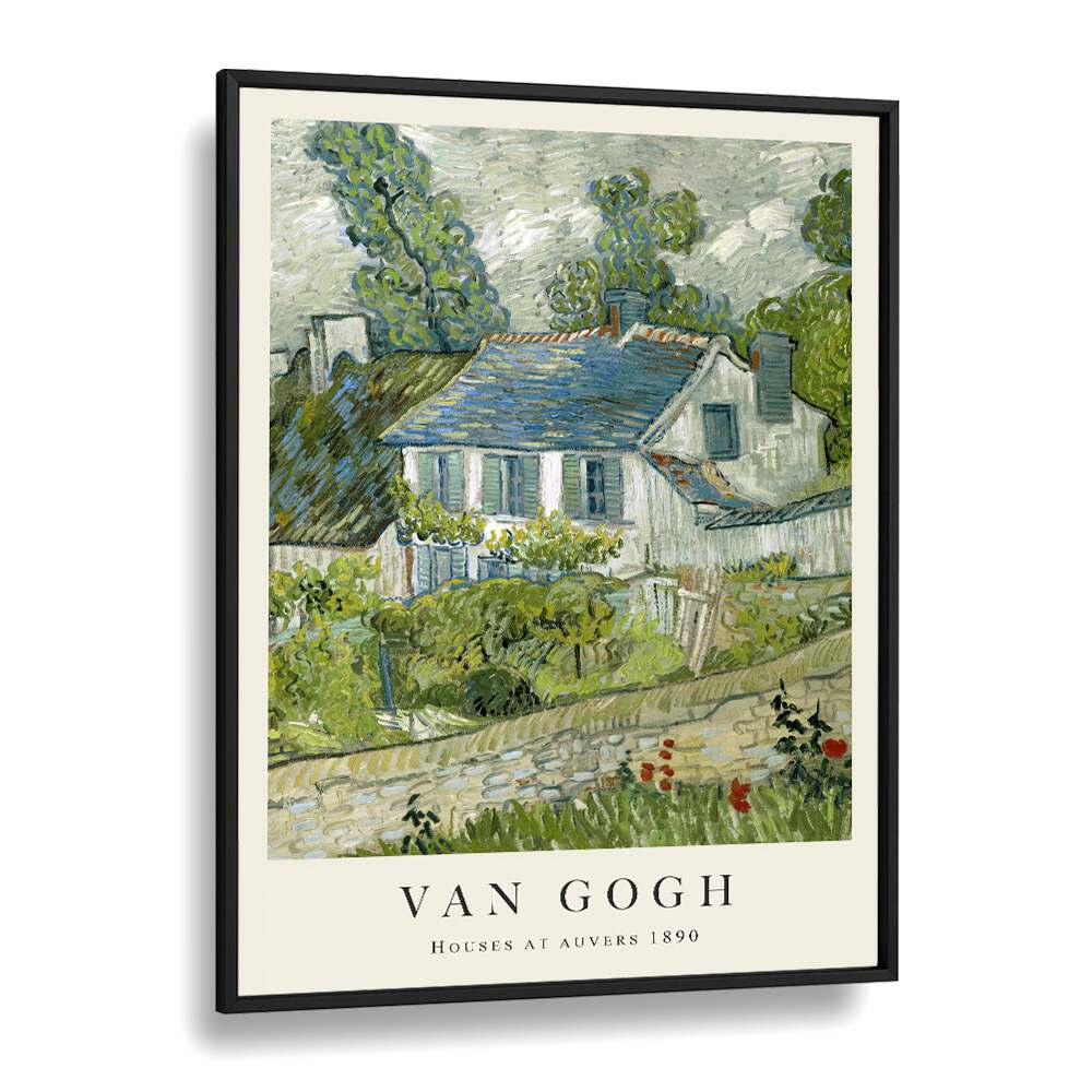 Van Gogh - Houses Of Auvers 1980 Vincent Van Gogh art painting Artwork in Black Plain Frame