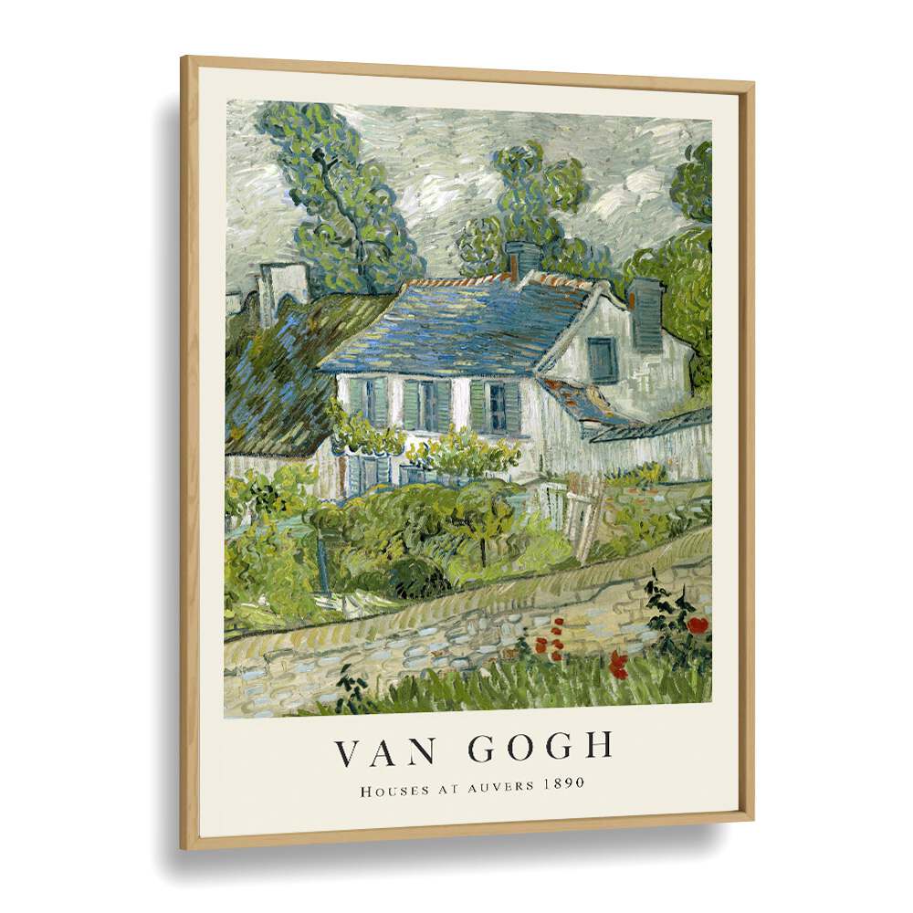 Van Gogh - Houses Of Auvers 1980 Vincent Van Gogh art painting Artwork in Oak Wood Plain Frame