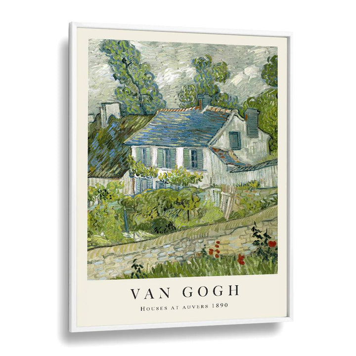 Van Gogh - Houses Of Auvers 1980 Vincent Van Gogh art painting Artwork in White Plain Frame