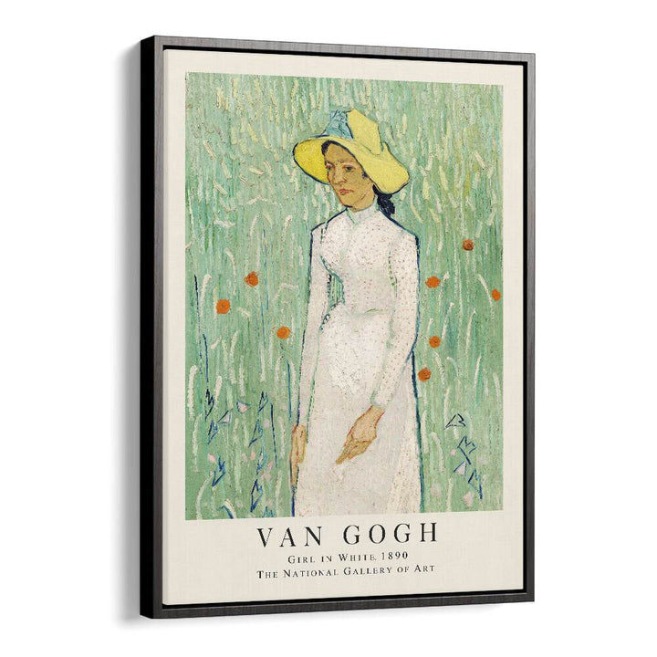 Van Gogh's Girl In White, 1890 Vincent Van Gogh art painting Artwork in Black Floater Frame