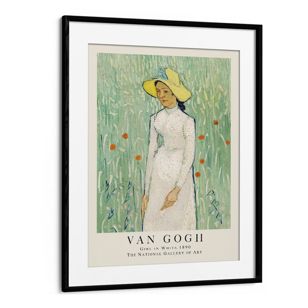 Van Gogh's Girl In White, 1890 Vincent Van Gogh art painting Artwork in Black Frame With Mount