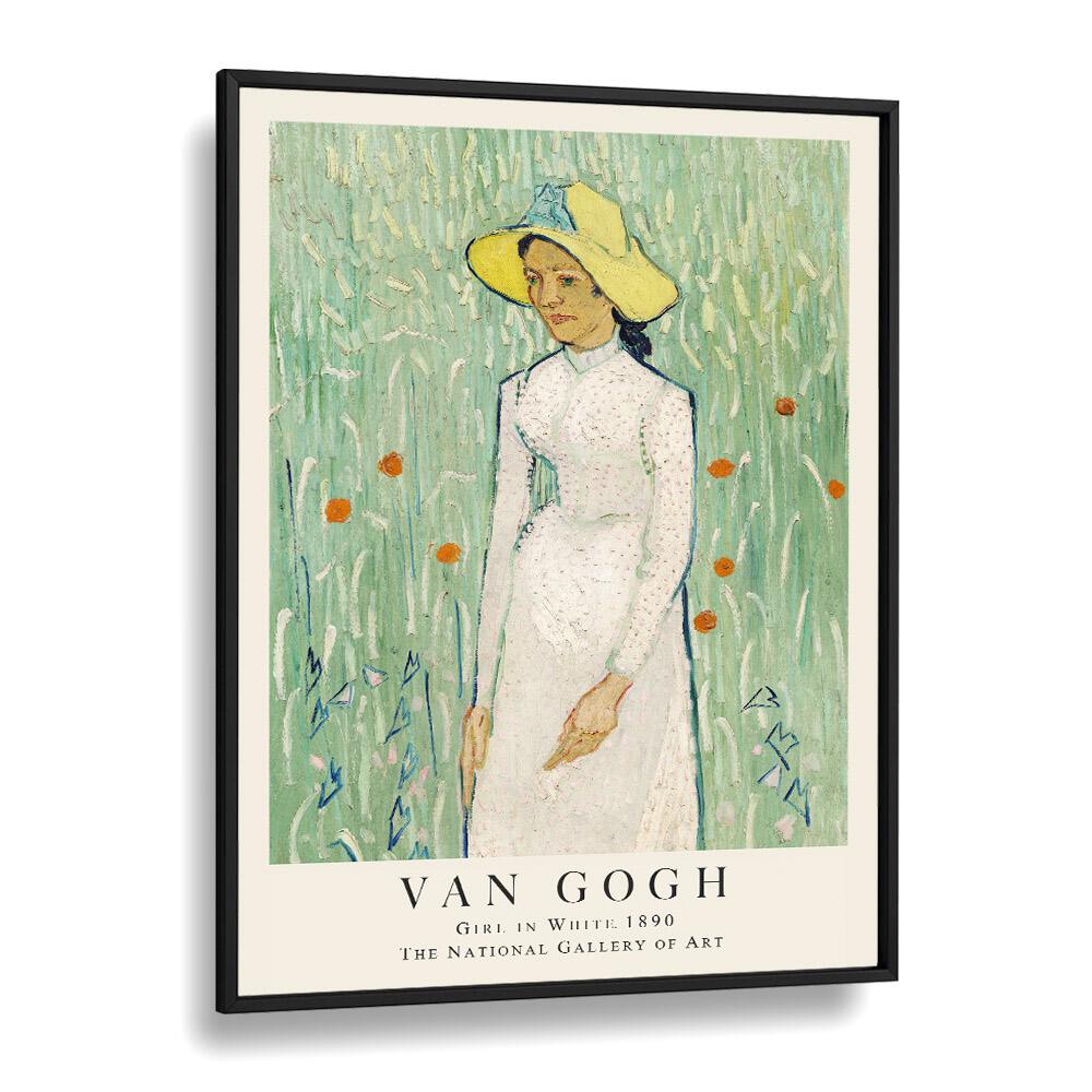 Van Gogh's Girl In White, 1890 Vincent Van Gogh art painting Artwork in Black Plain Frame