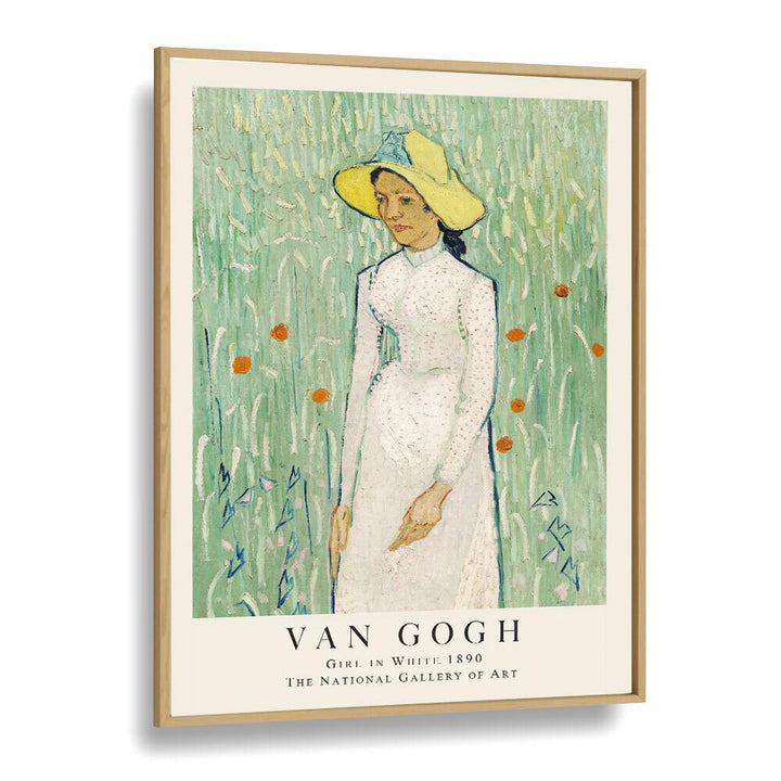 Van Gogh's Girl In White, 1890 Vincent Van Gogh art painting Artwork in Oak Wood Plain Frame