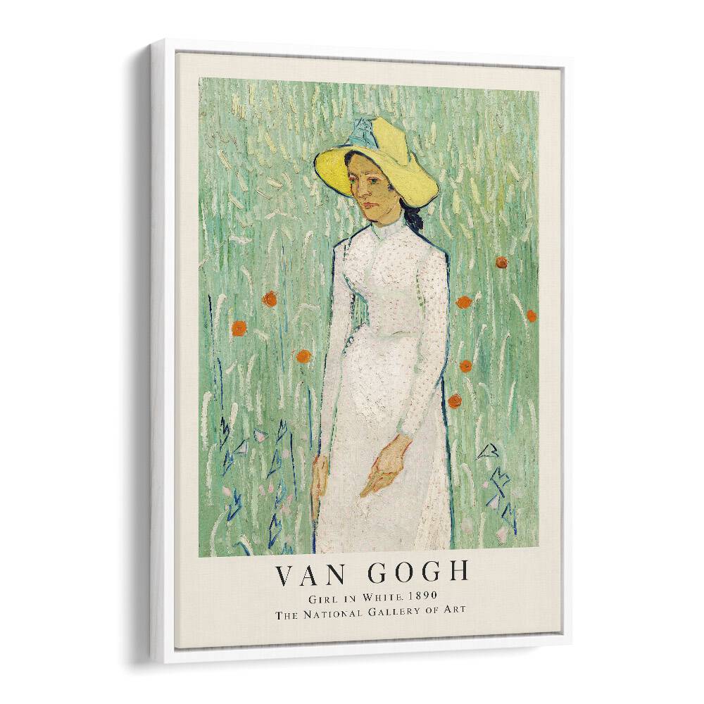 Van Gogh's Girl In White, 1890 Vincent Van Gogh art painting Artwork in White Floater Frame