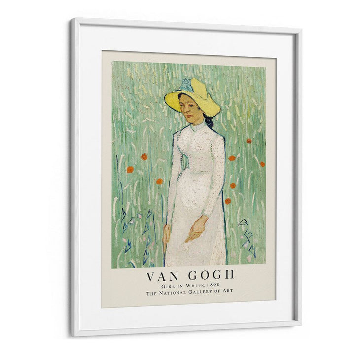 Van Gogh's Girl In White, 1890 Vincent Van Gogh art painting Artwork in White frame With Mount