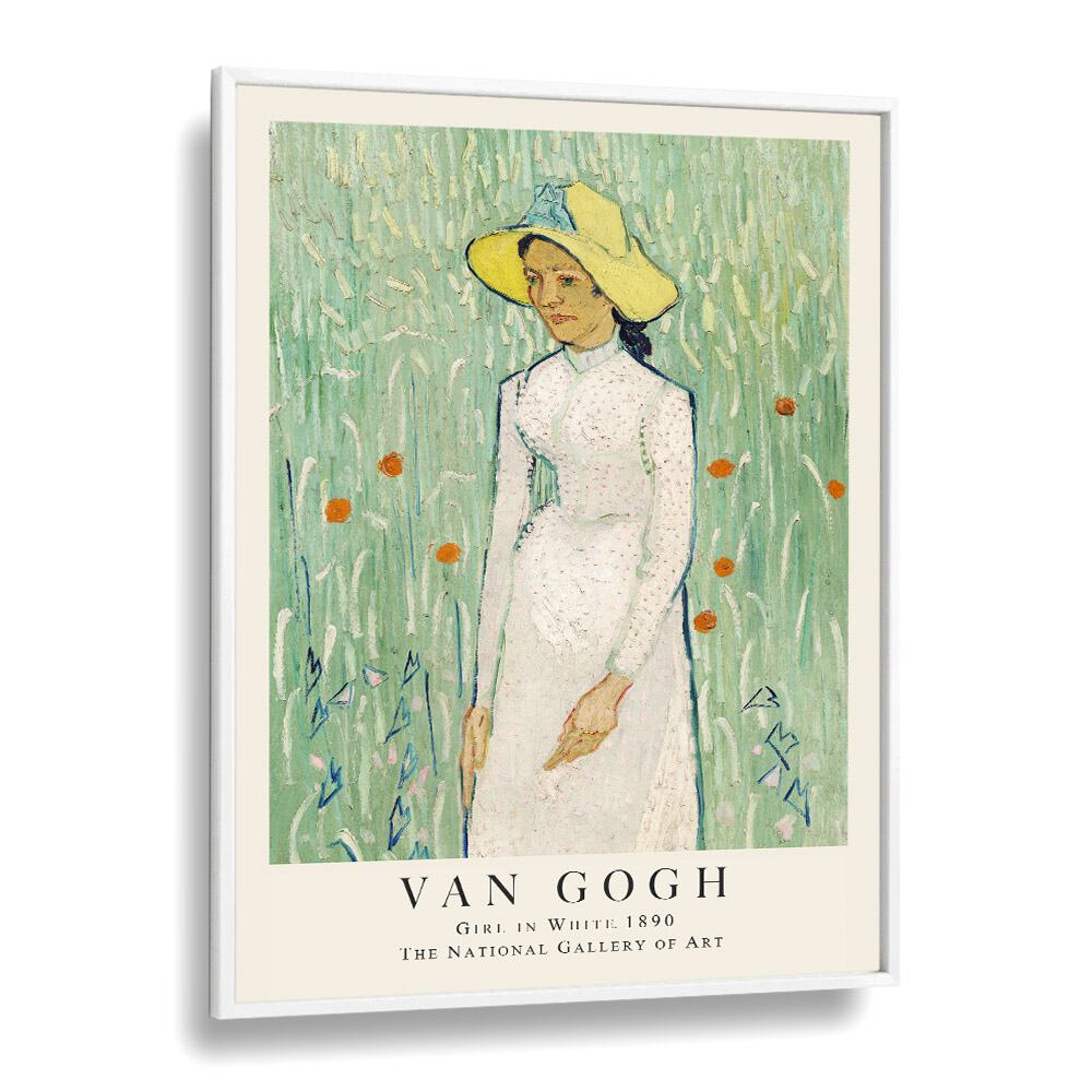 Van Gogh's Girl In White, 1890 Vincent Van Gogh art painting Artwork in White Plain Frame