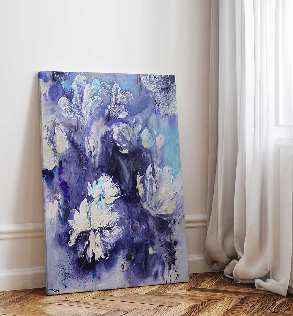 VELVET , FLORAL FLOWER PAINTINGS