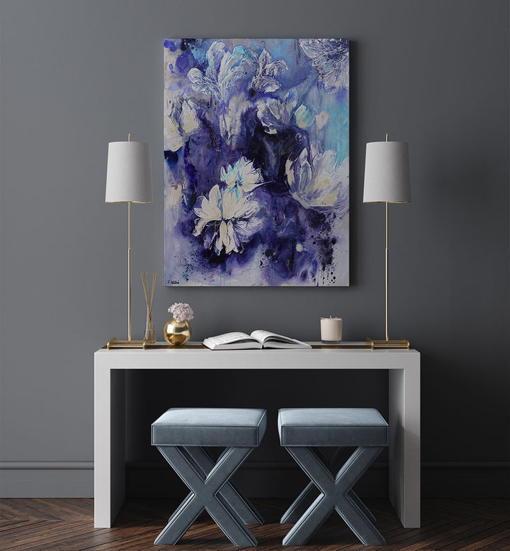 VELVET , FLORAL FLOWER PAINTINGS