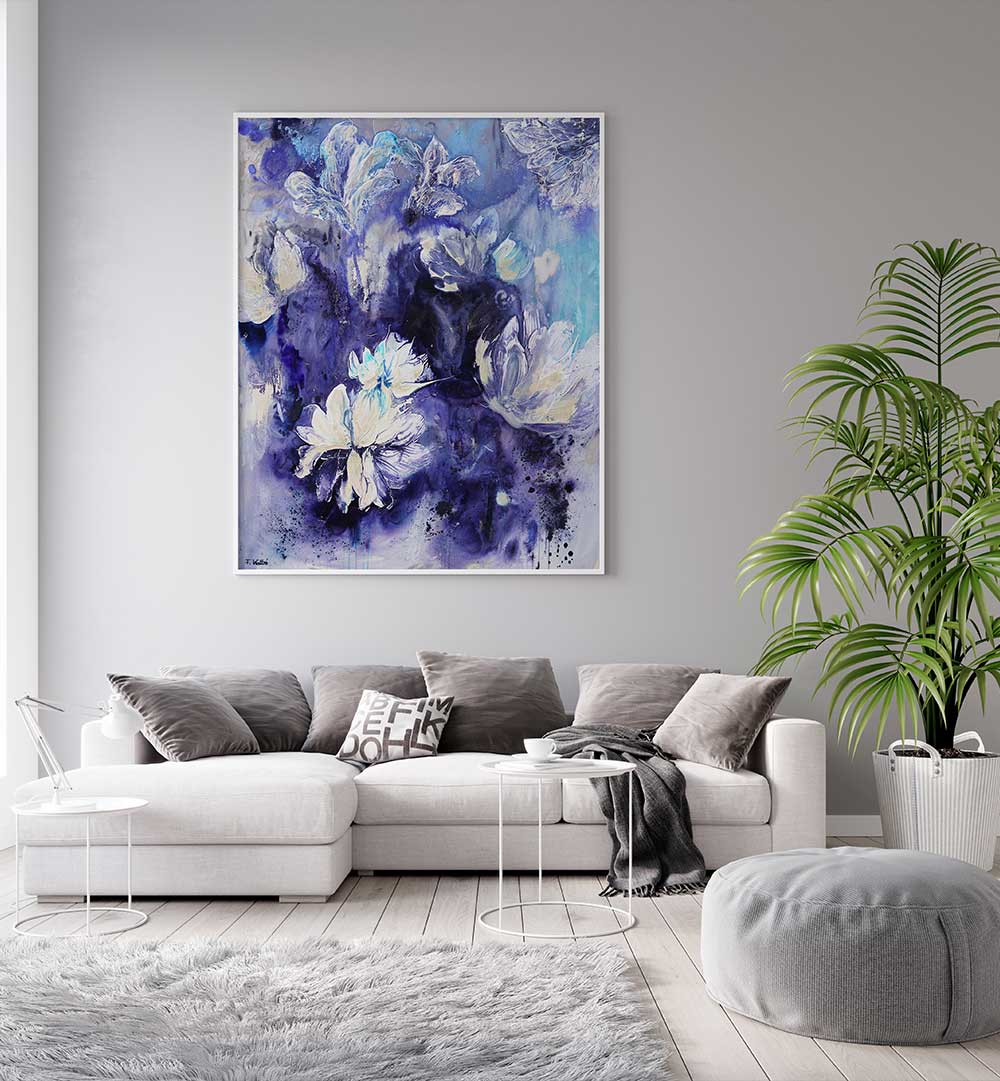 VELVET , FLORAL FLOWER PAINTINGS