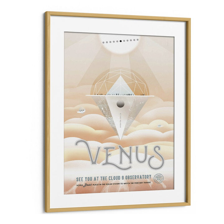 Venus Astronaut & Nasa Paintings, Space Art Prints Artwork in Oak Wood Frame With Mount
