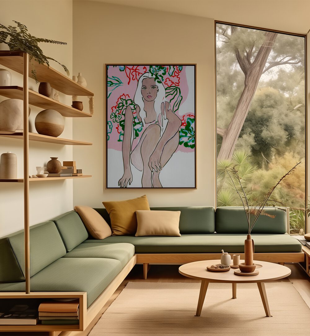 Captivating VENUSIAN SUMMER, PORTRAITS artwork enhances a modern living space with elegance and emotion.