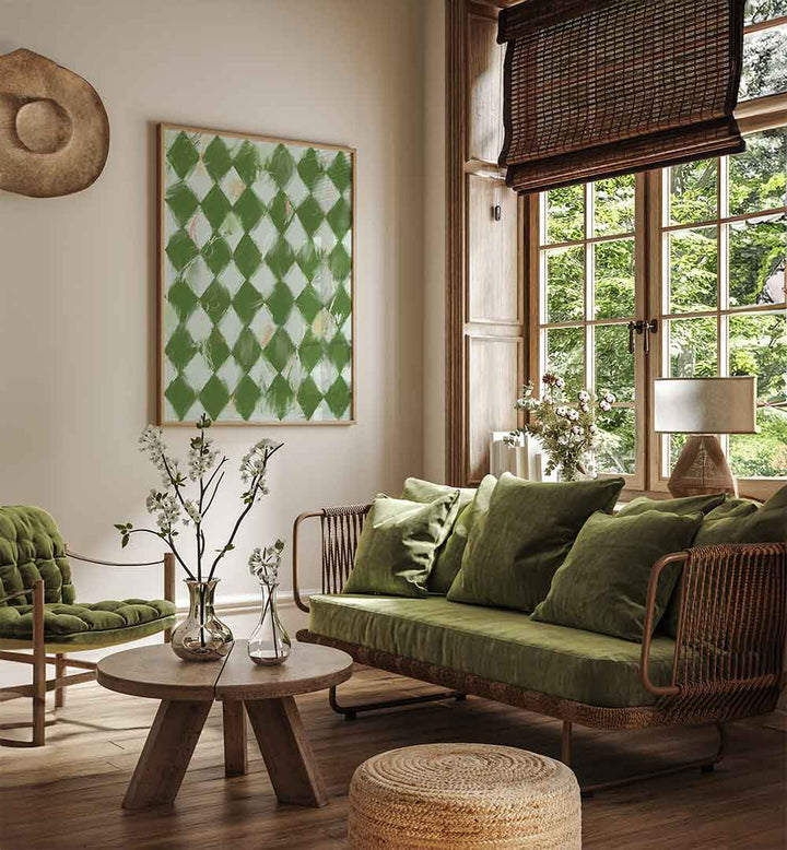 VERDANT DIAMONDS , GEOMETRIC ART PRINTS