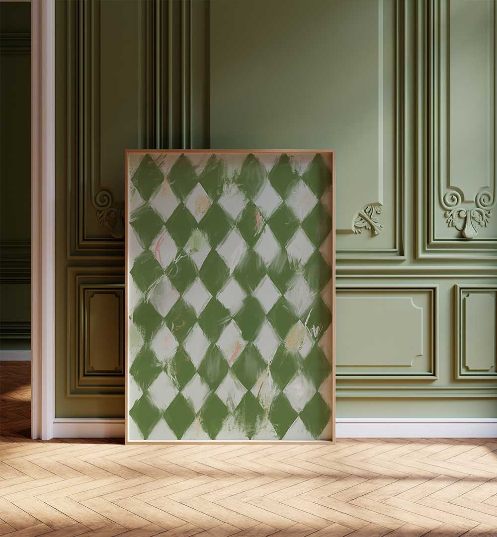 VERDANT DIAMONDS , GEOMETRIC ART PRINTS