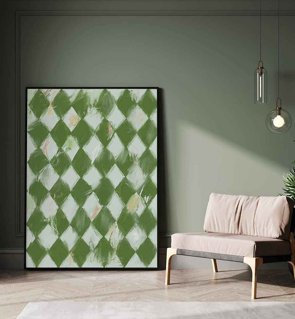 VERDANT DIAMONDS , GEOMETRIC ART PRINTS
