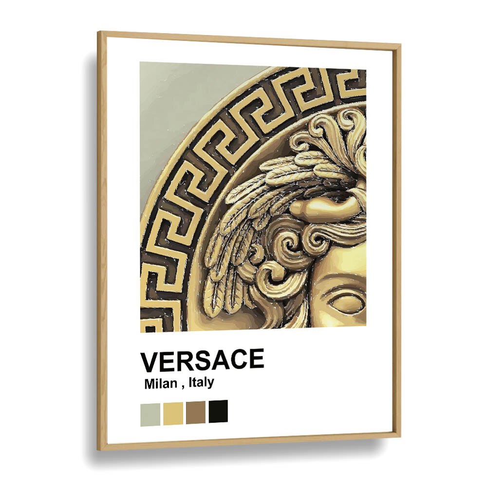 Versace Fashion Art Artwork in Oak Wood Plain Frame
