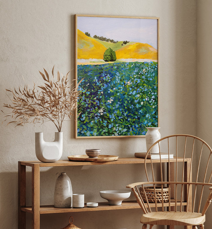 VIBRANT BLUE FLOWER FIELD