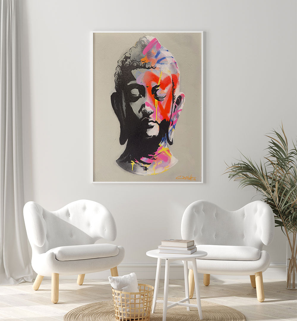 VIBRANT BUDDHA BUST , POP ART PAINTINGS