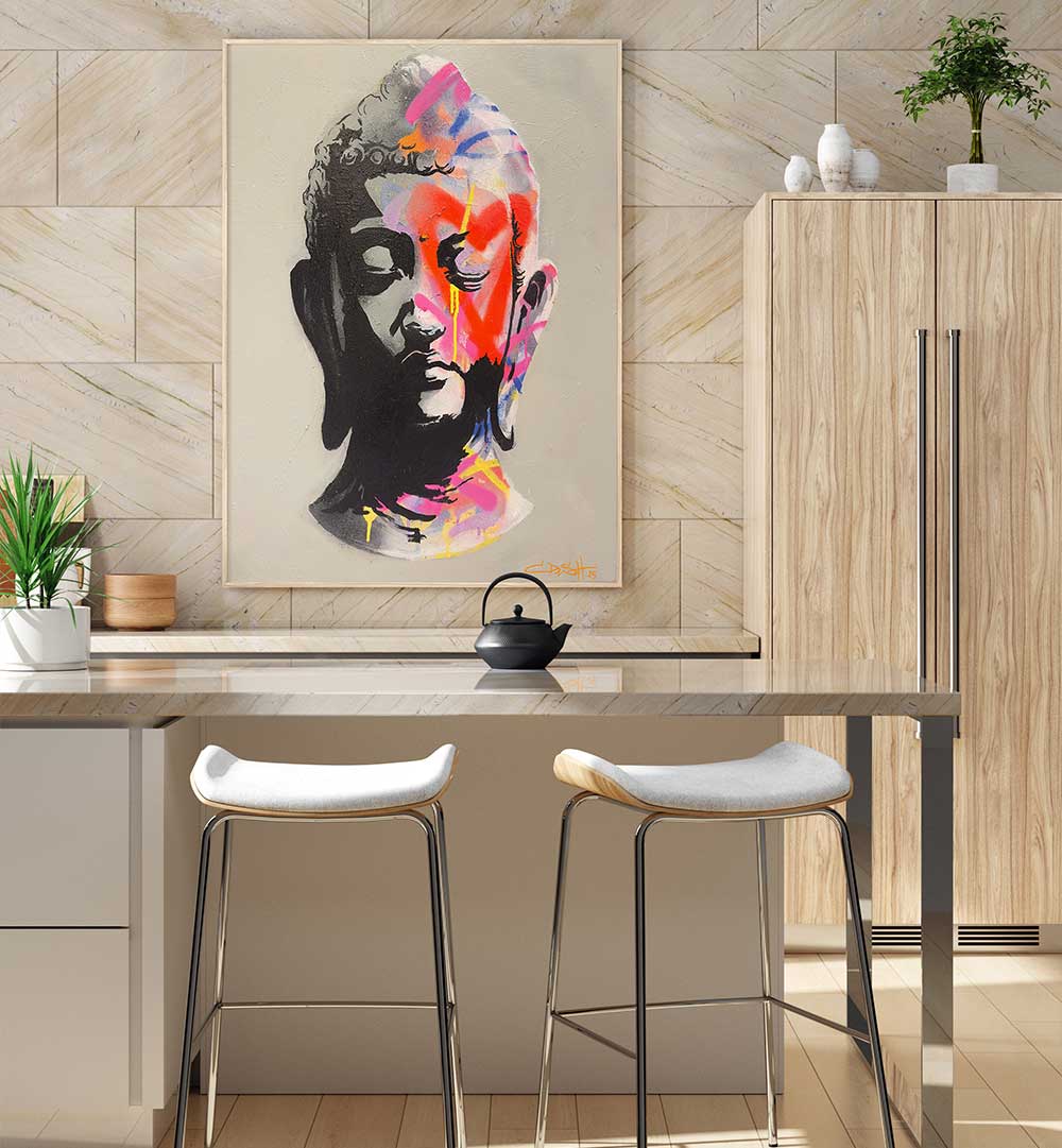 VIBRANT BUDDHA BUST , POP ART PAINTINGS