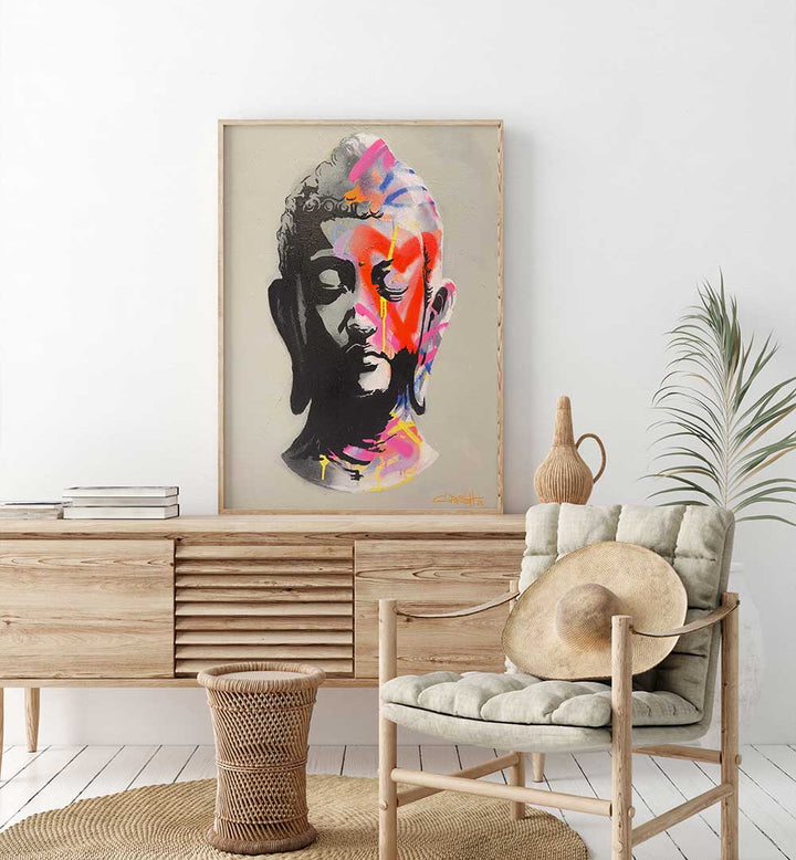 VIBRANT BUDDHA BUST , POP ART PAINTINGS