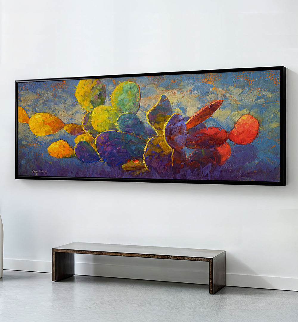 VIBRANT DESERT CACTI , PANORAMIC ART