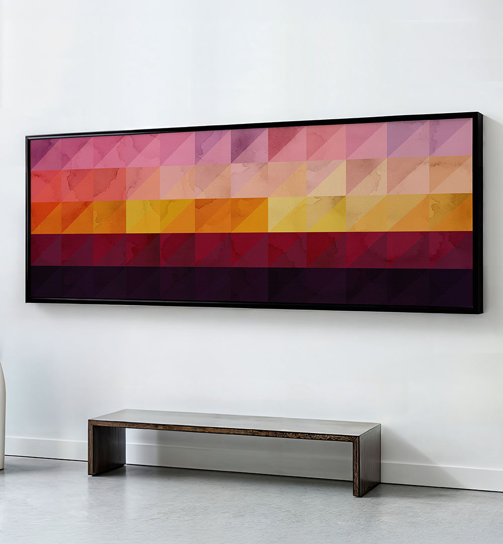VIBRANT GRADIENT TRIANGLES , PANORAMIC ART