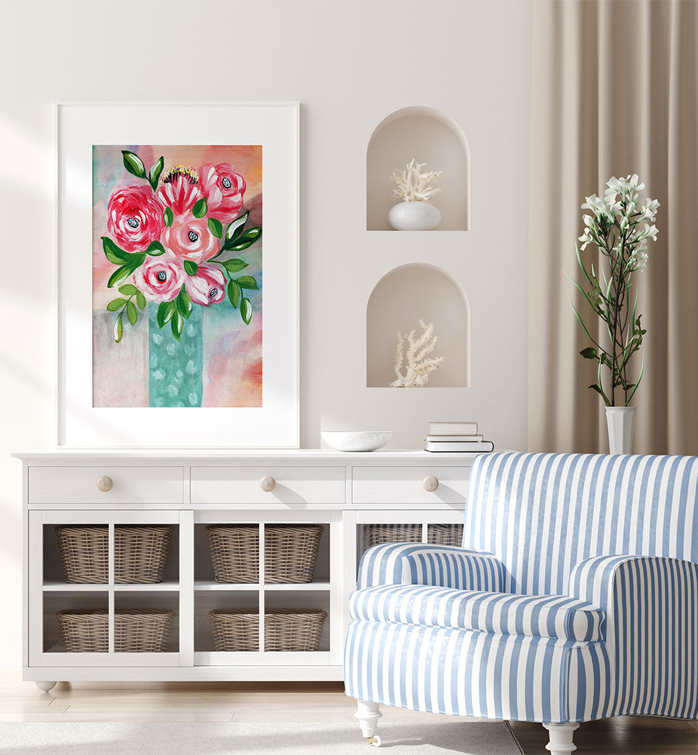 VIBRANT PINK FLOWERS VASE