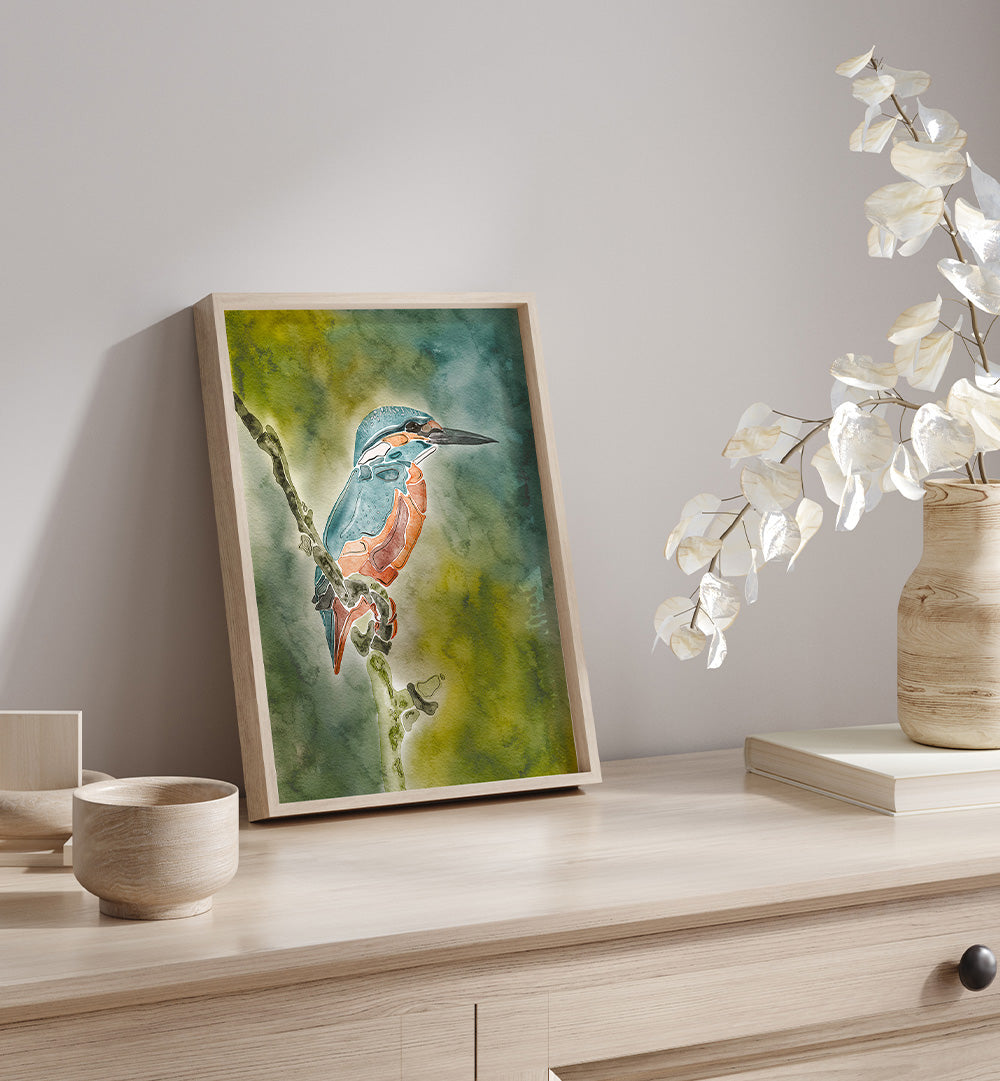 VIBRANT WATERCOLOR KINGFISHER