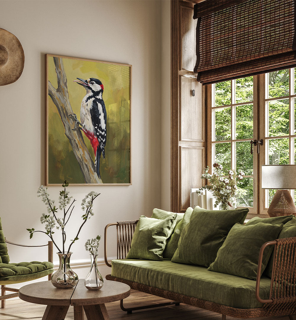 VIBRANT WOODPECKER PERCHED
