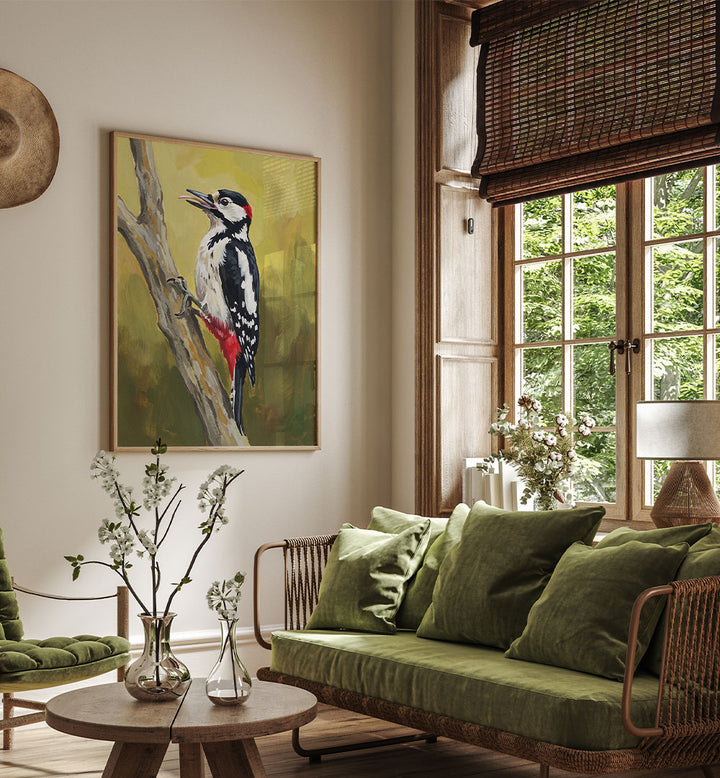 VIBRANT WOODPECKER PERCHED