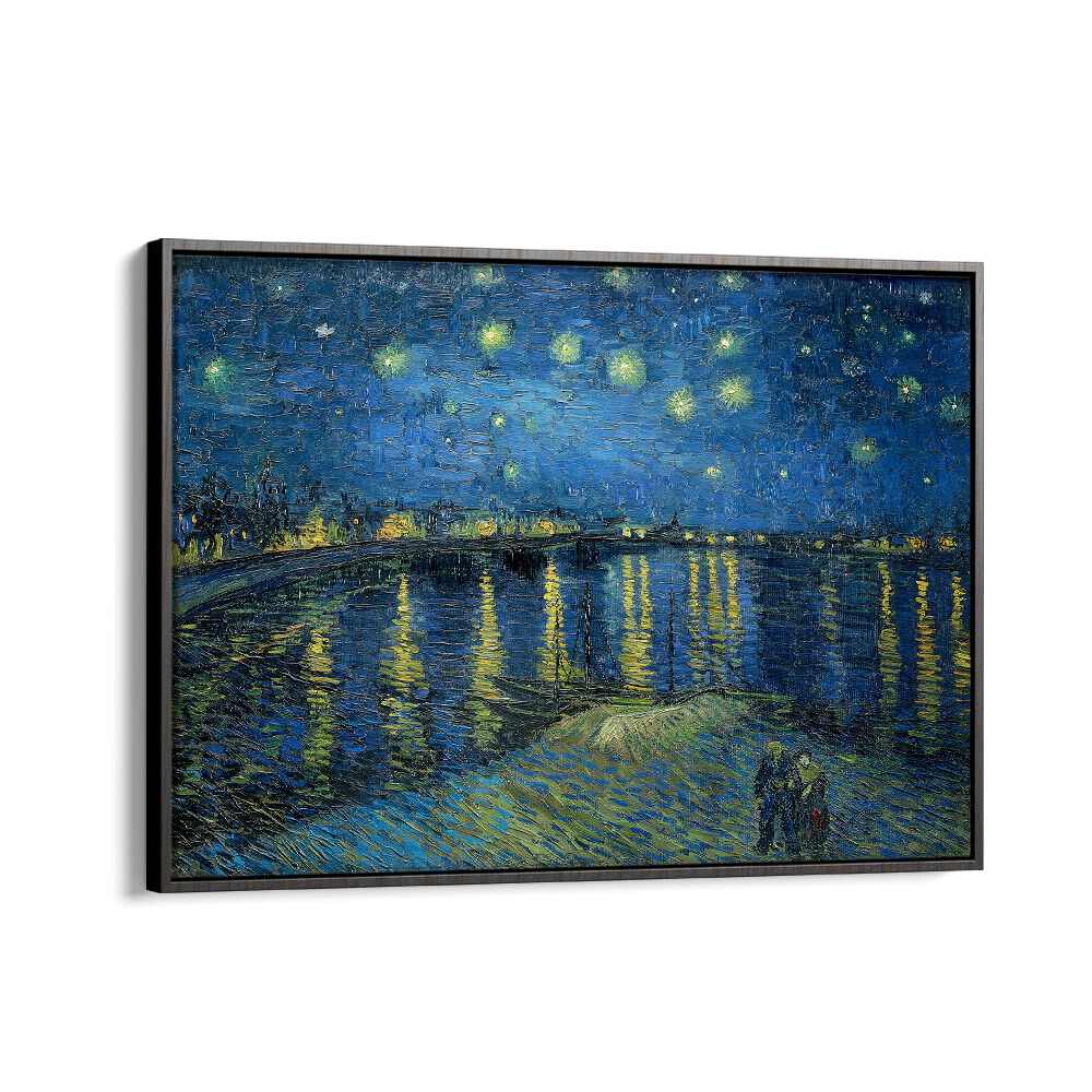 Vincent Van Gogh's Starry Night Over The Rhone (1888) Vincent Van Gogh art painting Artwork in Black Floater Frame