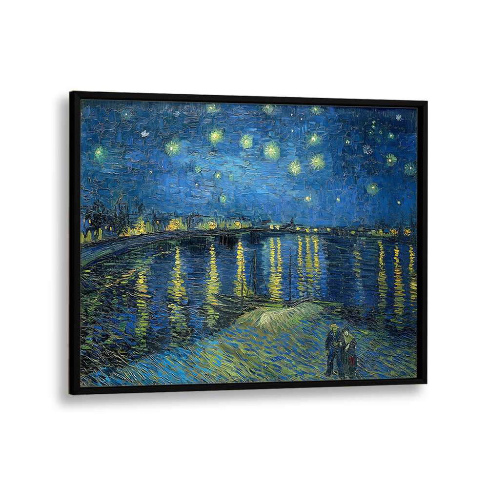 Vincent Van Gogh's Starry Night Over The Rhone (1888) Vincent Van Gogh art painting Artwork in Black Plain Frame