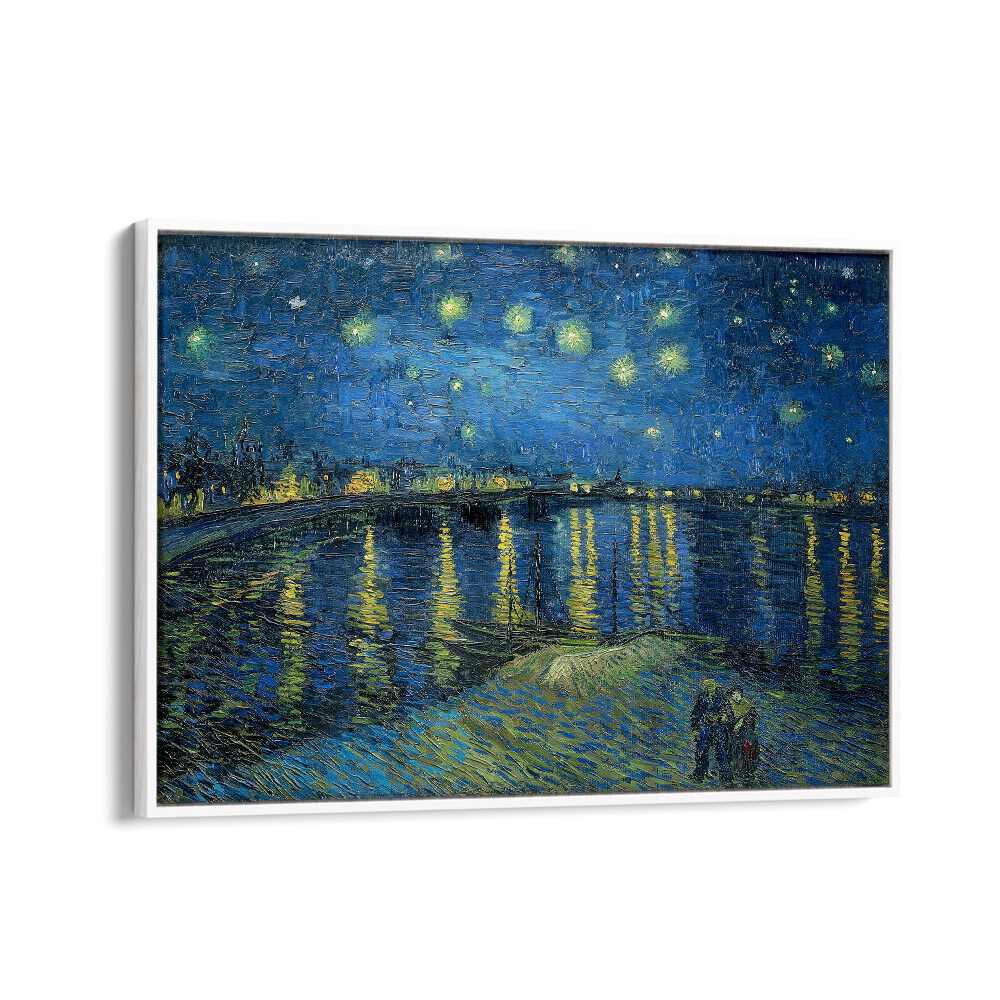 Vincent Van Gogh's Starry Night Over The Rhone (1888) Vincent Van Gogh art painting Artwork in White Floater Frame