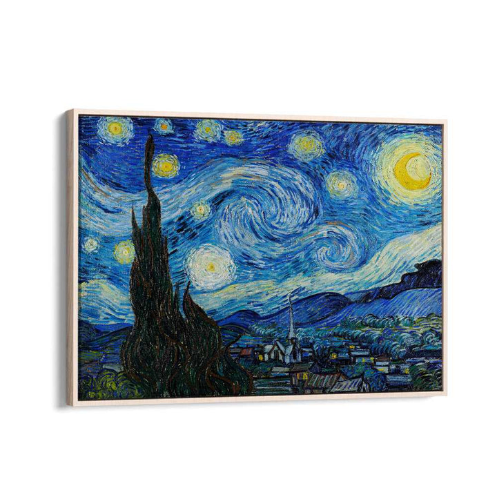 Vincent Van Gogh's The Starry Night (1889) Vincent Van Gogh art painting Artwork in Oak Wood Floater Frame