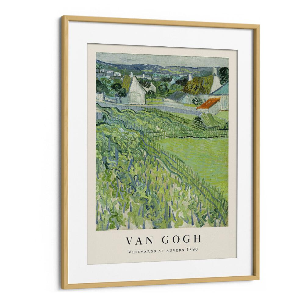 Vineyards At Auvers A Homeage To Van Gogh's 1890 Vincent Van Gogh art painting Artwork in Oak Wood Frame With Mount