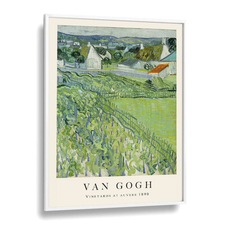 Vineyards At Auvers A Homeage To Van Gogh's 1890 Vincent Van Gogh art painting Artwork in White Plain Frame