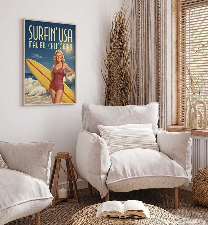 VINTAGE MALIBU SURFER GIRL